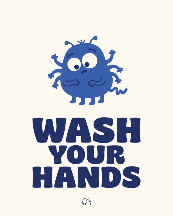Poster Bathroom Germ Wash your hands