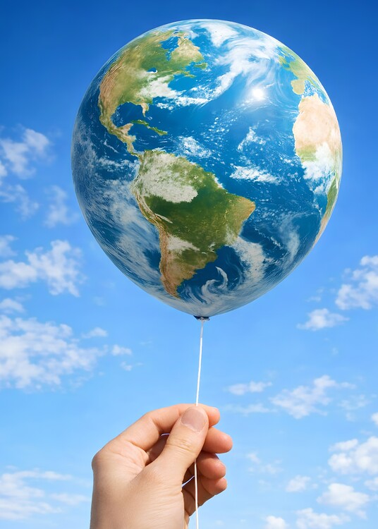 Plakát Earth Balloon Held by Hand
