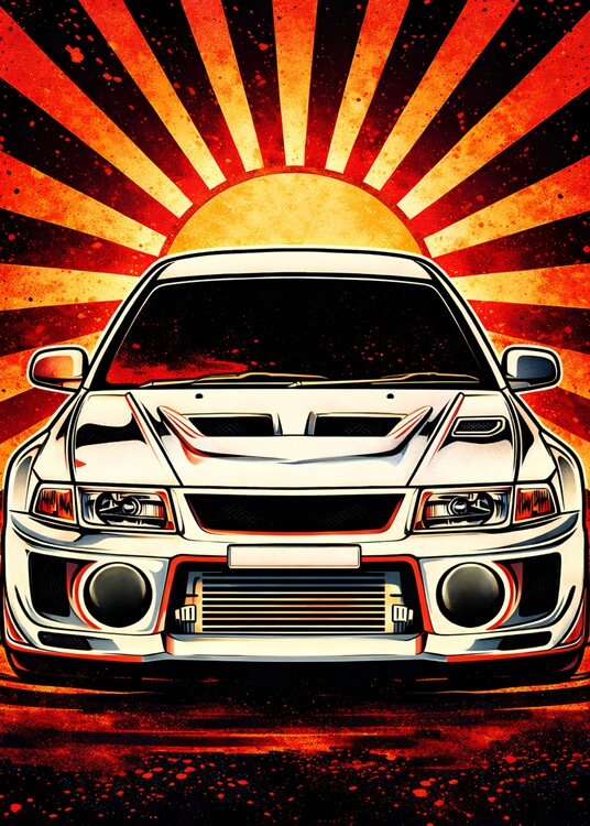 Poster Japanese White Car