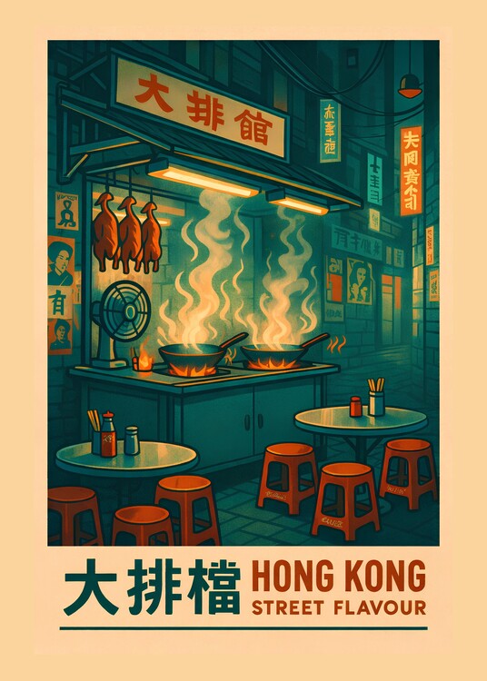 Plakát Hongkong Food Street Flavour