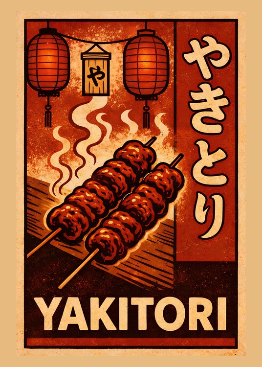 Plakát Japanese Food Yakitori