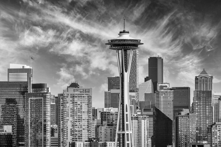 Poster Urban Seattle View - Monochrome