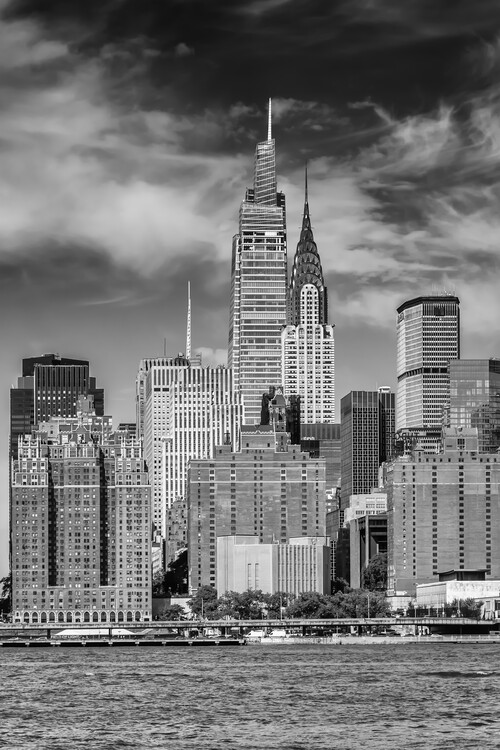 Poster NYC Classic Midtown View from Hunters Point - Monochrome