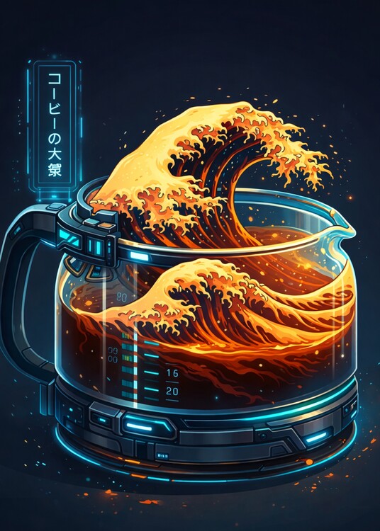 Plakát Coffee Wave Futuristic