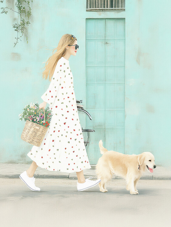 Plakát Summertime Girl in Pastel Colours