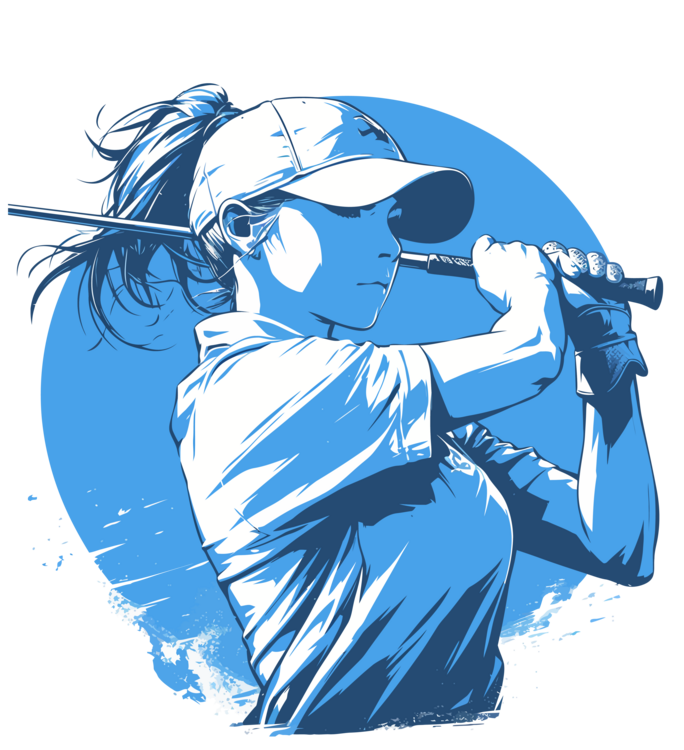 T-shirt Golf - Blue Swing Silhouette