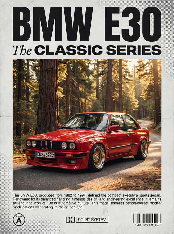 Plakát BMW E30: The Classic Series – An Enduring Icon of 1980s