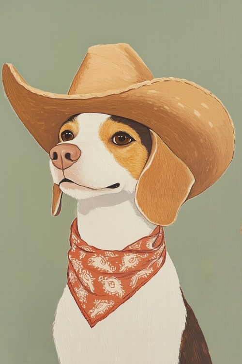 Poster Cute Cowboy Beagle