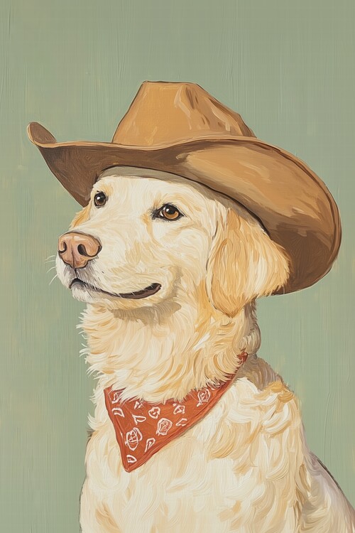 Poster Cowboy Golden Retriever