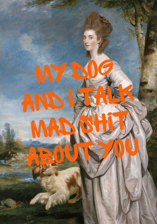 Poster Witty Lady Dog Portrait