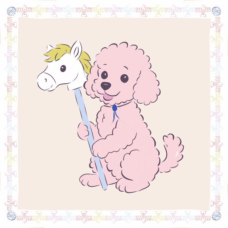 Poster Cute Pink Poodle Playtime