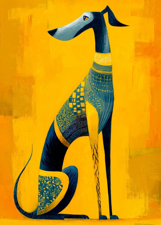 Poster Stylized Blue Greyhound