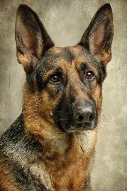 Poster Watchful German Shepherd