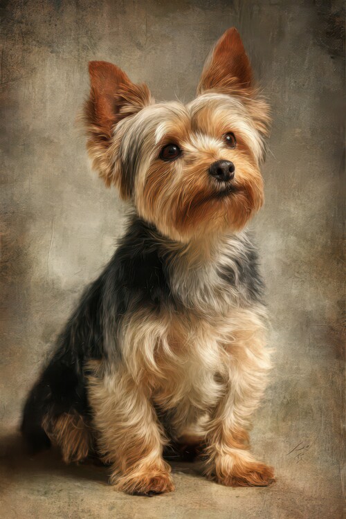 Poster Curious Yorkshire Terrier