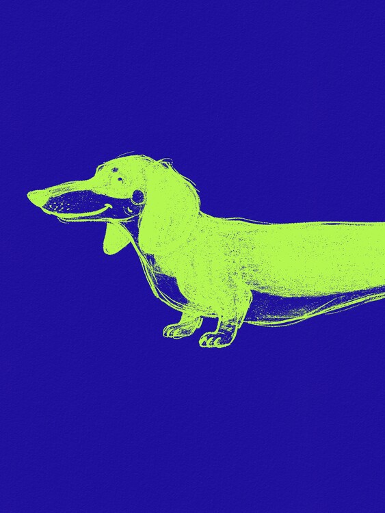 Poster Modern Green Dachshund