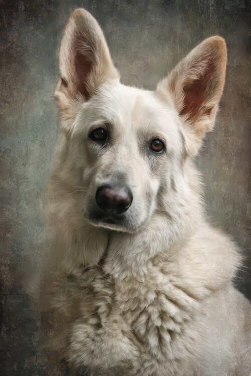 Poster Noble White Shepherd Portrait