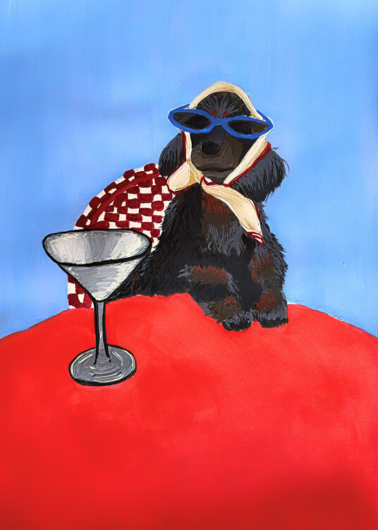 Poster Stylish Poodle Martini