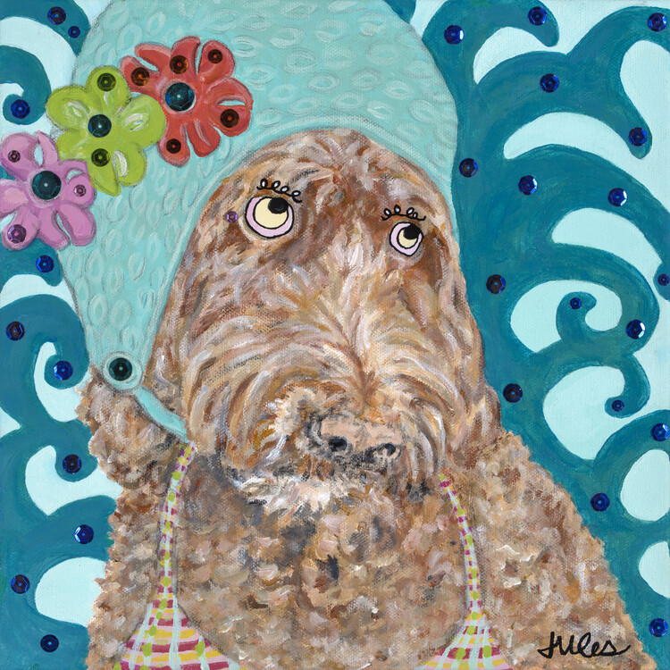 Poster Cute Dog In Swim Cap