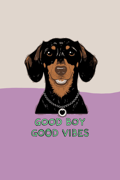 Poster Smiling Dachshund Good Vibes