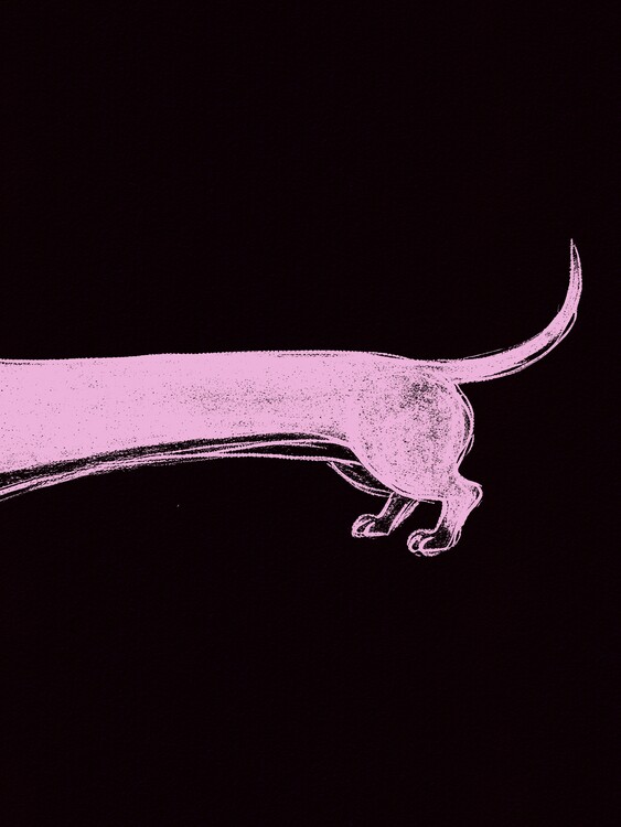Poster Pink Dachshund Silhouette