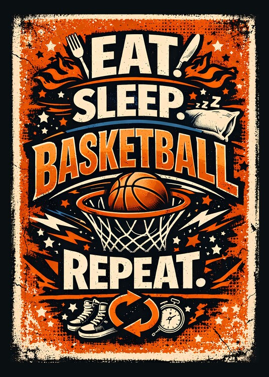 Plakát Eat Sleep Basketball Repeat