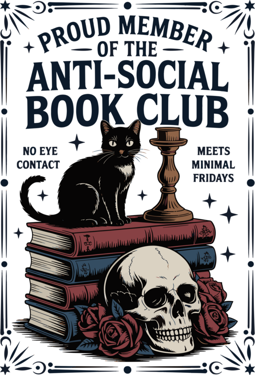 Tričko Anti Social Book Club Member, Black cat