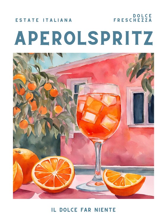 Плакат Aperol Spritz - Dolce Vita mit Orangen