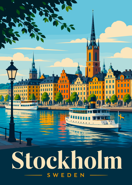 Poster Stockholm Sweden Waterfront Travel Poster