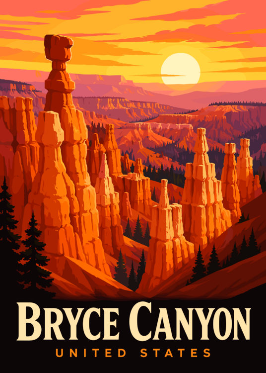 Poster Bryce Canyon United States National Park Travel Poster