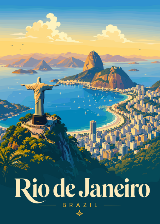 Poster Rio de Janeiro Brazil Skyline Travel Poster