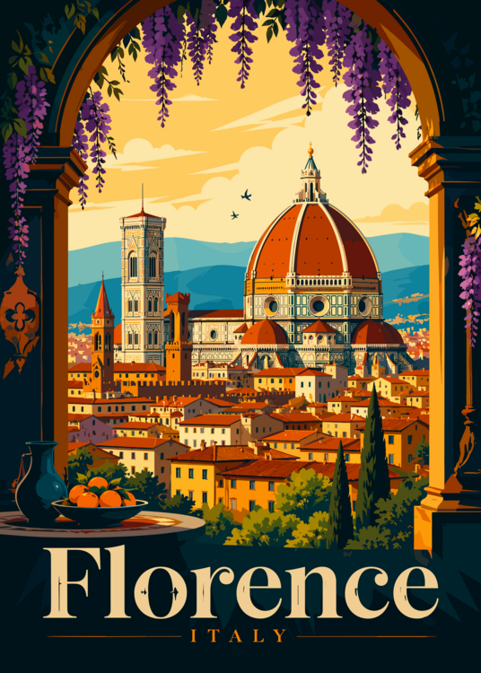 Poster Florence Italy Cathedral Cityscape Travel Poster