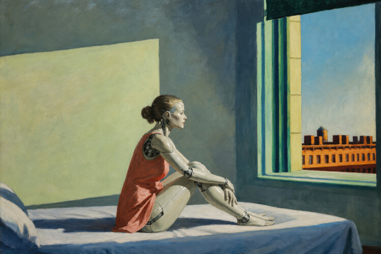 Plakát The Android Morning Sun inspired by Edward Hopper