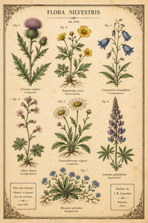 Плакат Flora Silvestris Wildflower Plate