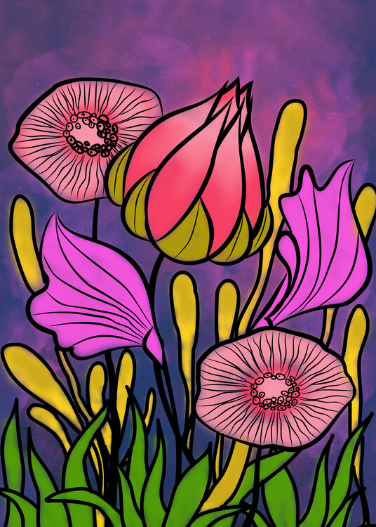 Плакат Violet Fantasy Blooms