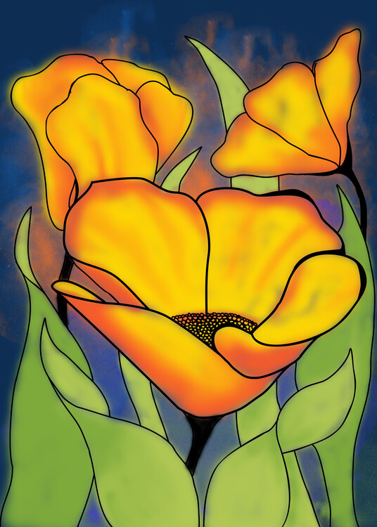 Плакат Golden Poppy Glow