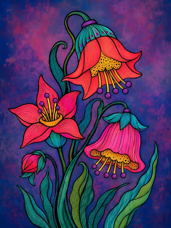 Плакат Midnight Bellflower Rhapsody