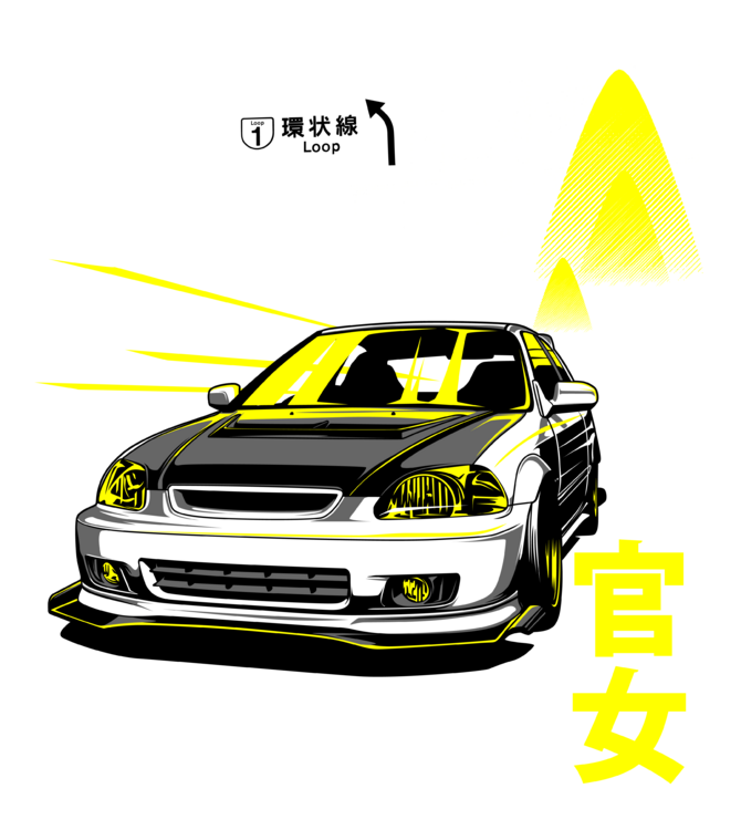 T-shirt Honda Civic EK – Tokyo Night
