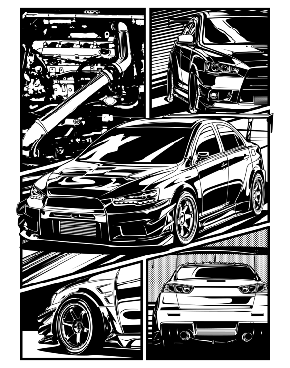 T-shirt Nissan GT-R – Racing Collage