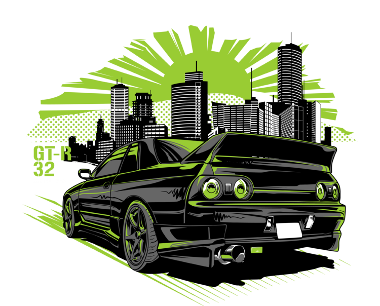 T-shirt Nissan Skyline R32 – Green City