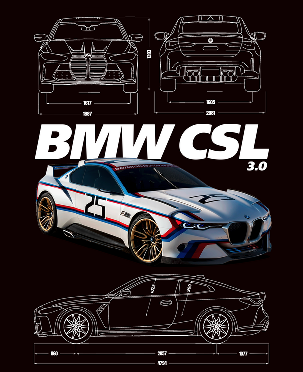 T-shirt BMW 3.0 CSL Blueprint