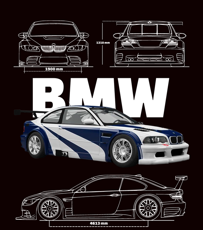 T-shirt BMW M3 E36 Motorsport Blueprint