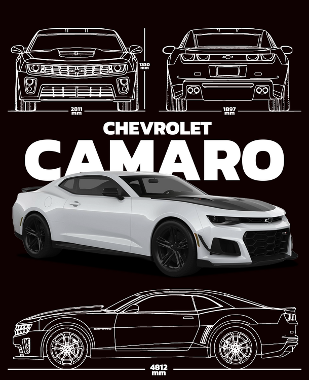 T-shirt Chevrolet Camaro Gen 6 Blueprint