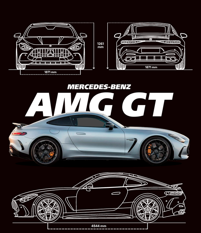 T-shirt Mercedes-AMG GT Silver Blueprint
