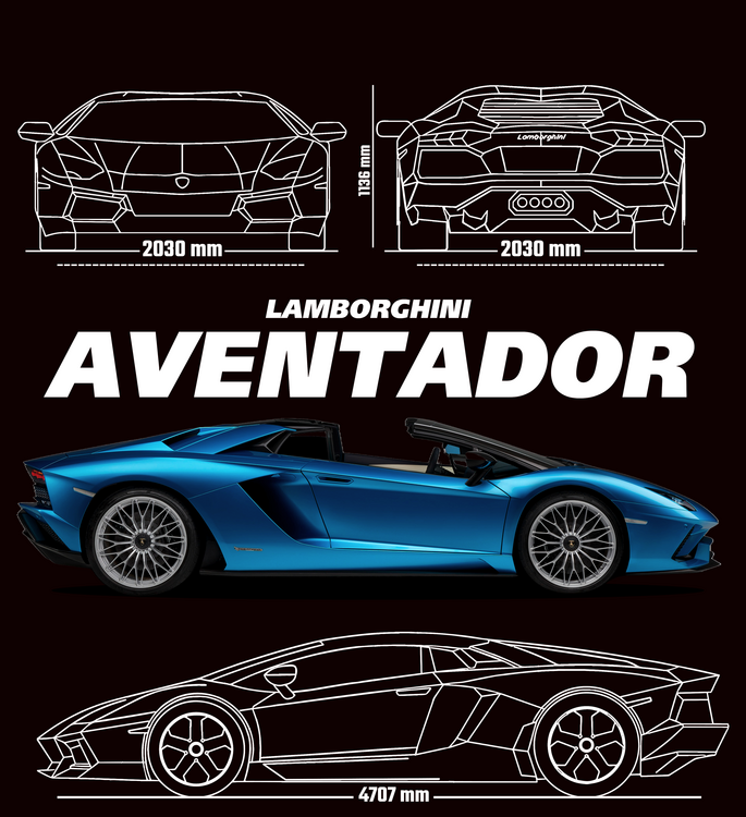 T-shirt Lamborghini Aventador Turquoise Blueprint
