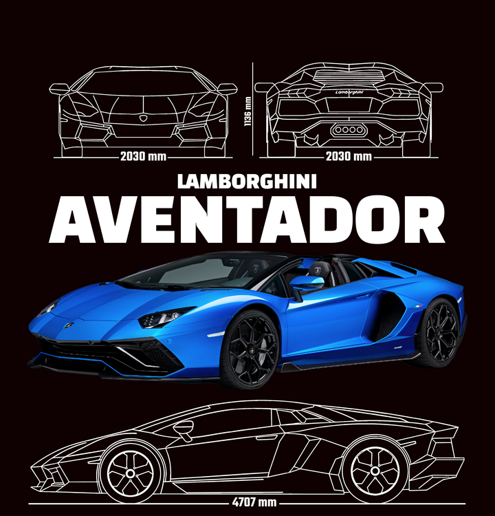 T-shirt Lamborghini Aventador Blue Blueprint
