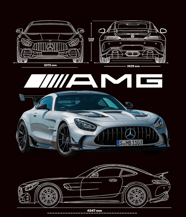T-shirt Mercedes-AMG GT White Blueprint