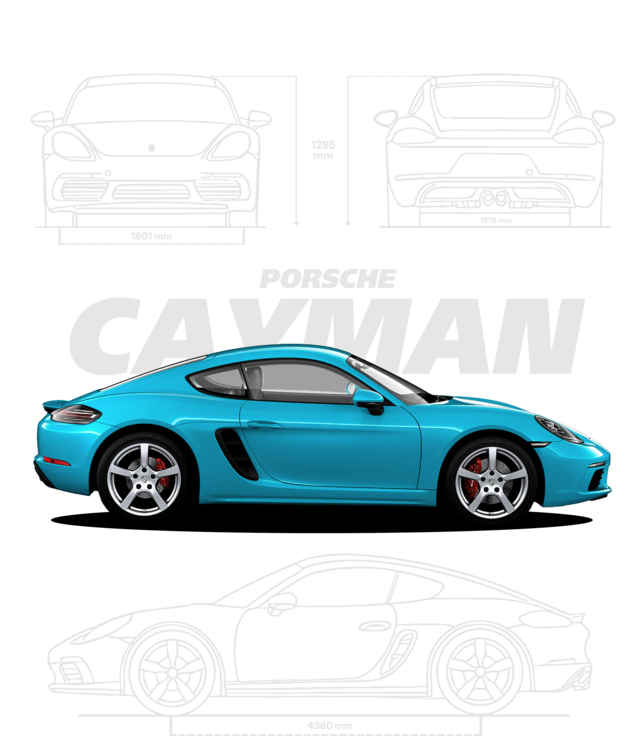 Μπλουζάκι Porsche Cayman Blue Blueprint