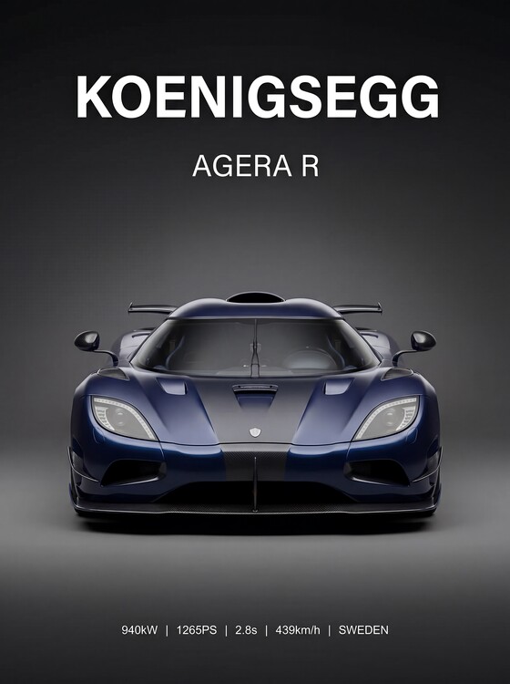 Плакат Dark Blue Koenigsegg Agera R | Minimalist Automotive Poster