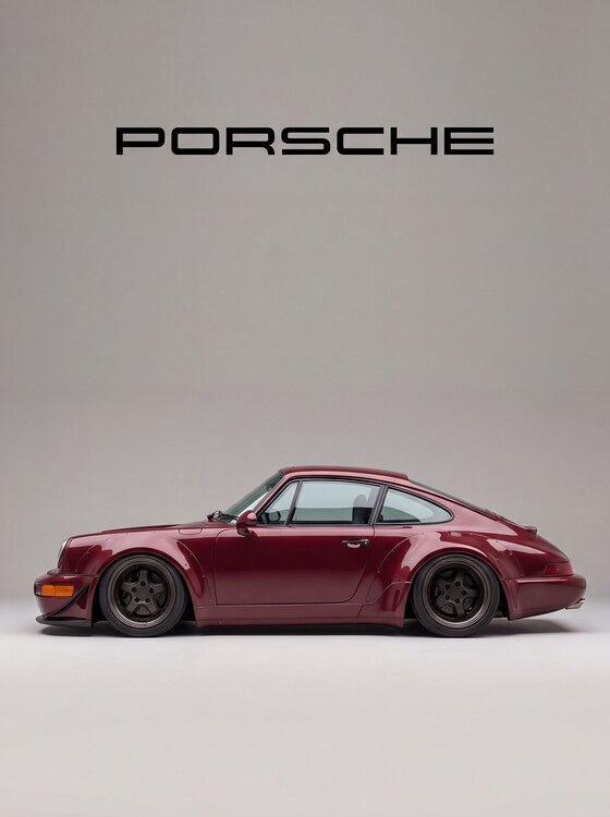 Αφίσα Classic Deep Red Porsche 911 Widebody Coupe