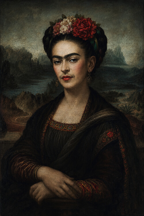 Poster Frida Kahlo Mona Lisa Leonardo da Vinci Remix